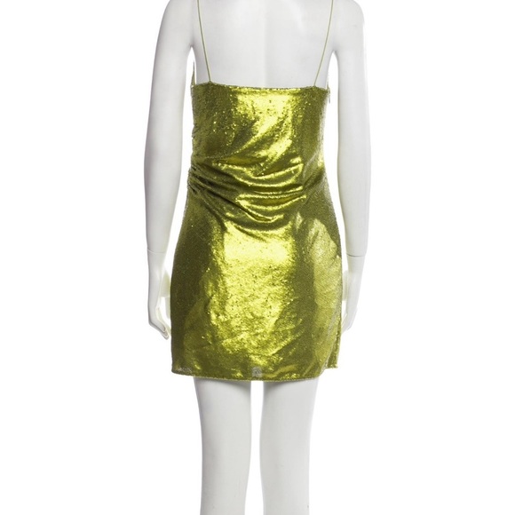 Guage81 Almora lime green Sequin Ruched Mini dress SZ 36 (small) - Picture 6 of 15